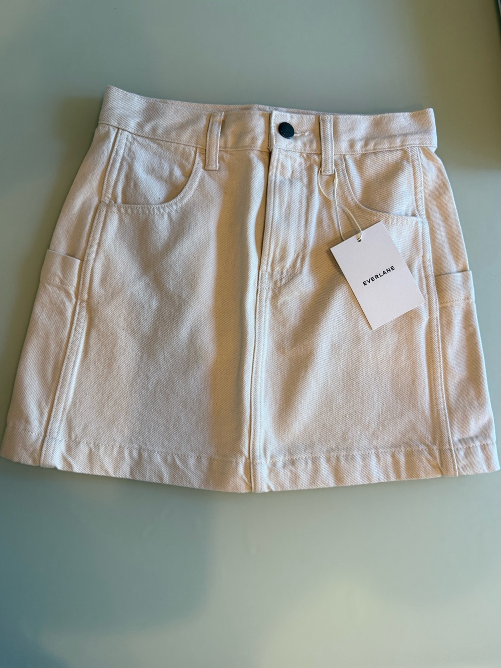 Everlane Ecru Denim Utility Mini Skirt